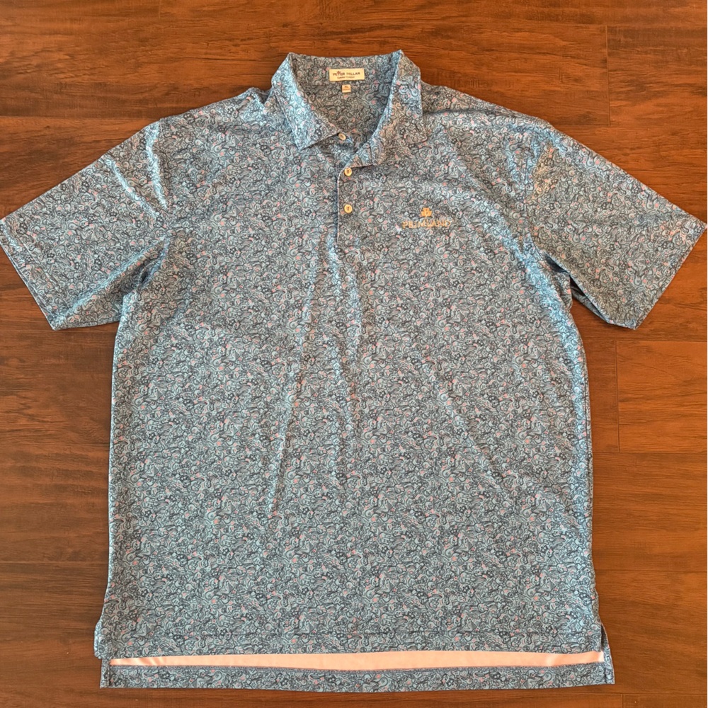 Peter Millar Summer Comfort polo guitar prints PRIMLAND logo Sz XL